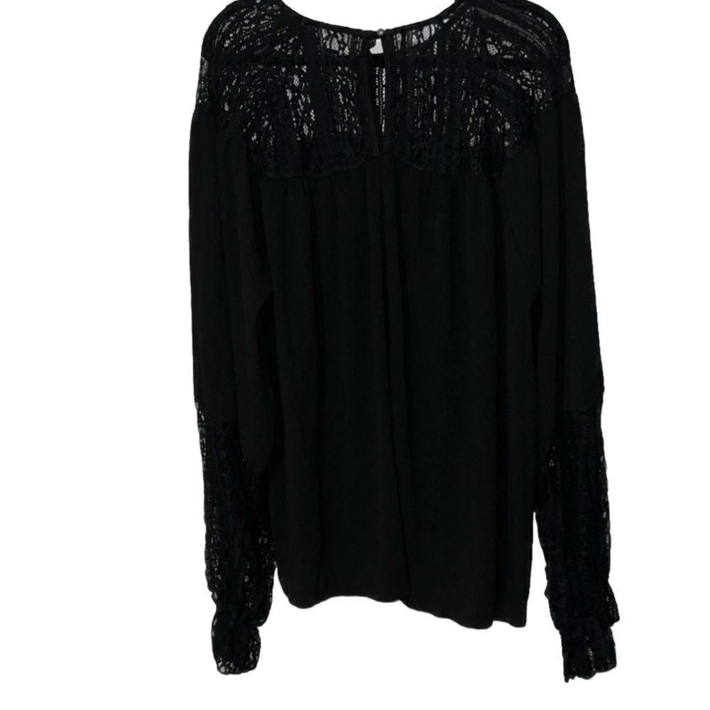 Sugar Fox Black Pleated Blouse S/3X EUC - Picture 2 of 4